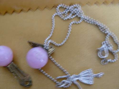 WATCH WITH PENDANT ON CHAIN AND CLIP ON EARRINGS LOT