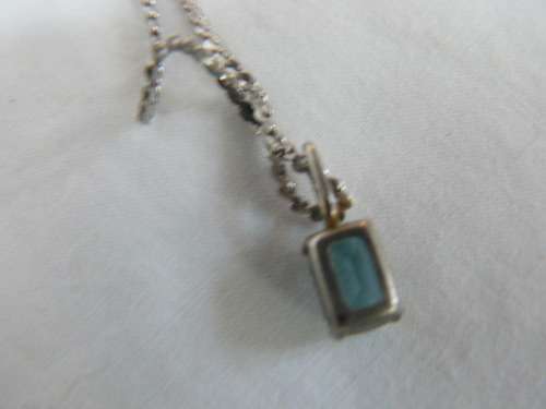 SILVER TONED NECKLACE WITH BLUE STONE