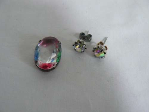 RAINBOW GLASS PENDANT AND EARRINGS