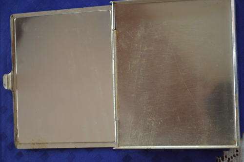 Stunning Cosmetic case or cigarette case enamel and silver platted hand envgraved STUNNING!!!!!!!