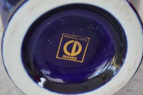 Stunning French porcelain large cobolt hand painted Jug 27cm