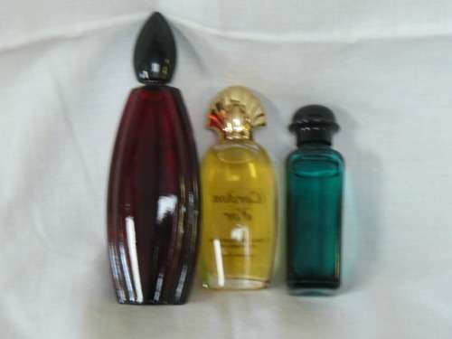 MINIATURE GLASS COLLECTABLE PERFUME BOTTLES REFILLABLE FULL X 3