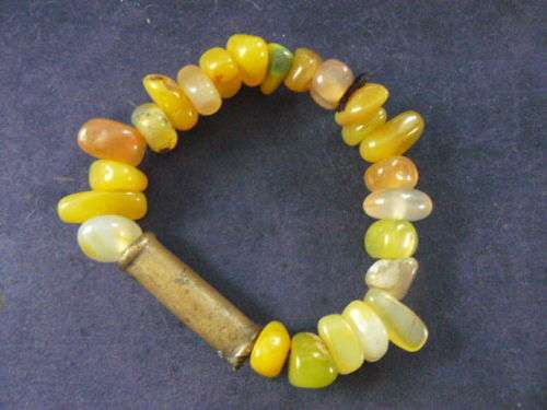 SEMI PRECIOUS STONES AND ASHANTI BRASS  FROM GHANA BRACELET