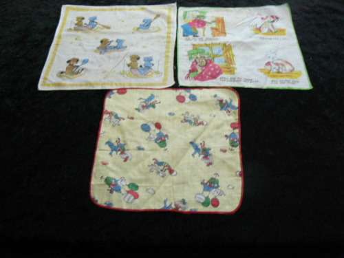 VINTAGE CHILDRENS HANKIES COTTON X 3