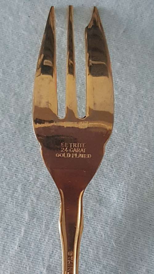 Royal Albert 24ct gold plate memory rose 6x cake forks