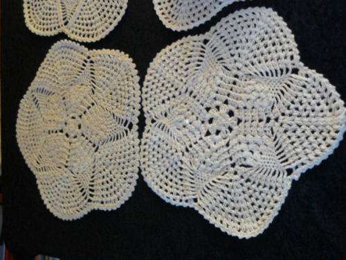 HAND CROCHETED COTTON DOILIES SET OF 6 CREAM