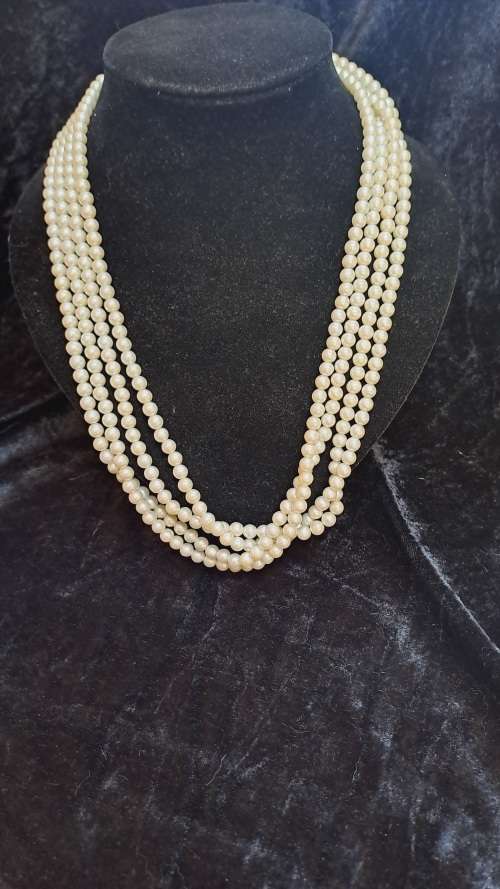 2x long single strand faux pearl necklaces