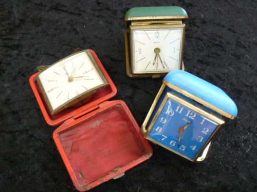 3 X VINTAGE TRAVEL ALARM CLOCKS SOLD AS SPARES
