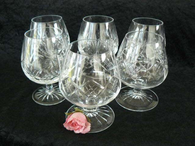 GENUINE CRYSTAL BRANDY STEM GLASSES X 6