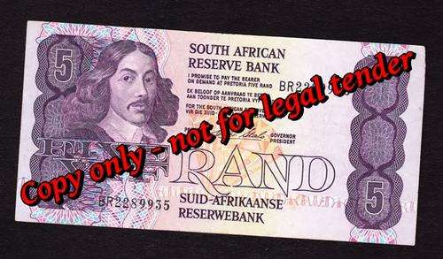 South African Reserve Bank Five Rand note