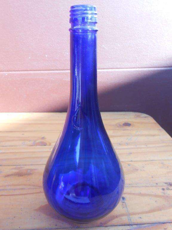 AQUA DELLA MADONNA (BLUE GLASS) EMPTY WATER BOTTLE, MADE IN ITALY