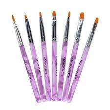 7 PCS GEL BRUSH SET-SIZES-14-12-10-8-6-4-2 clear and purple bruhes