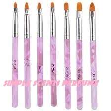 7 PCS GEL BRUSH SET-SIZES-14-12-10-8-6-4-2 clear and purple bruhes