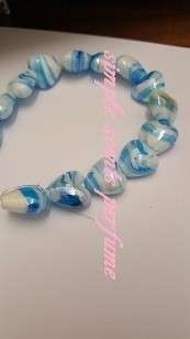 10MM BLUE HEART GLASS BEADS-2 PC S PER PACK