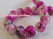 8MM GLASS BEAD PINK/WHITE- 10 PC S PER PACK