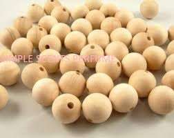 10MM WOODEN BEADS NATURAL - +- 100 PC S