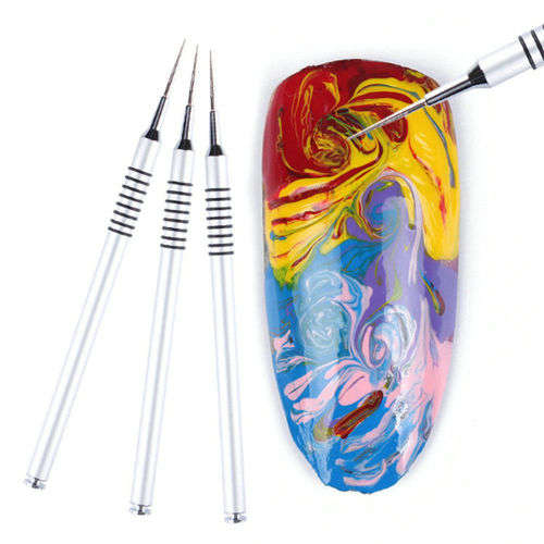Nail-Art-Drawing-Painting-Pen-Water-Marble-Silver-Handle-Manicure-Tool  DIY-Nail-Art-Drawing-Pa