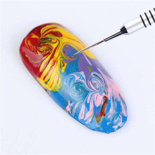 Nail-Art-Drawing-Painting-Pen-Water-Marble-Silver-Handle-Manicure-Tool  DIY-Nail-Art-Drawing-Pa