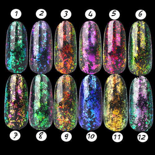 1G Duochrome Flakes Chrome Nail art foil Shifting Flakies Unicorn Skin