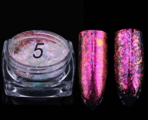 1G Duochrome Flakes Chrome Nail art foil Shifting Flakies Unicorn Skin