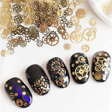 Nail Art Glitter Sticker Set Steam Punk Clock Wheel Cog Parts Mixed Spangle