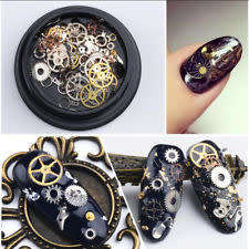 Nail Art Glitter Sticker Set Steam Punk Clock Wheel Cog Parts Mixed Spangle