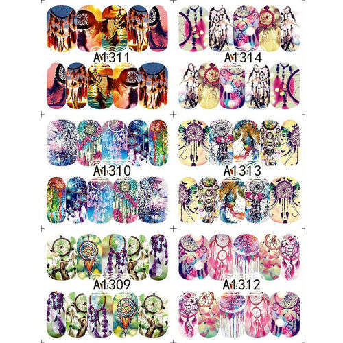 12 PC S DREAM CATCHER - WATER TRANSFER NAIL ART STICKERS