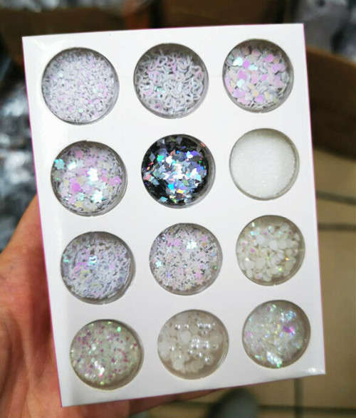 Nail Pearls glitter 12 pcs packet
