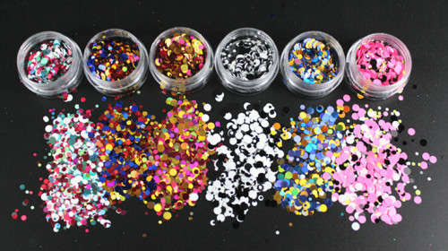 12 colors mix round glitter