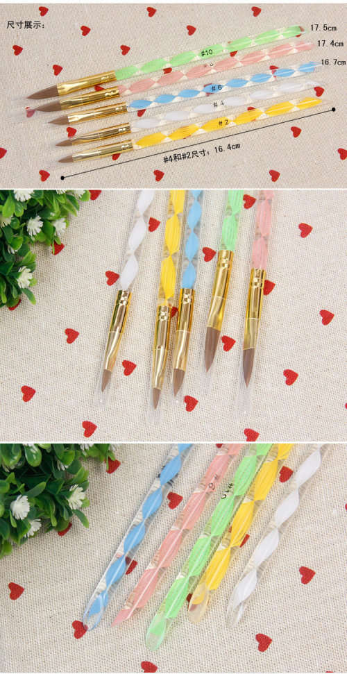 5pcs Acrylic Brush Size:2# 4# 6# 8# 10#