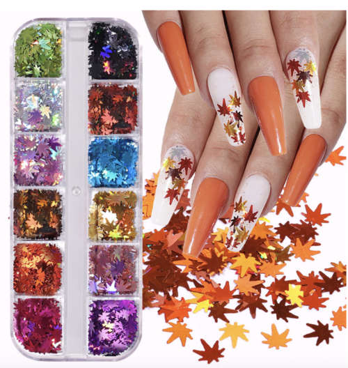 Laser Marple Leaf Nail Art