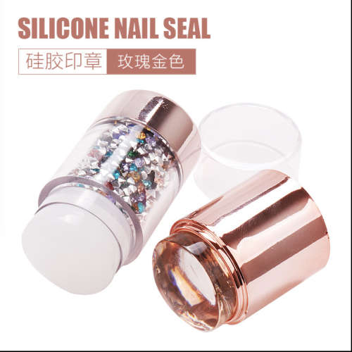 Silicone Diamond Handle Double Heads Stamper 8.5cm MESSAGE COLOR - ROSE GOLD OR SILVER