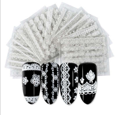 White Lace Sticker 30pcs Mix Designs