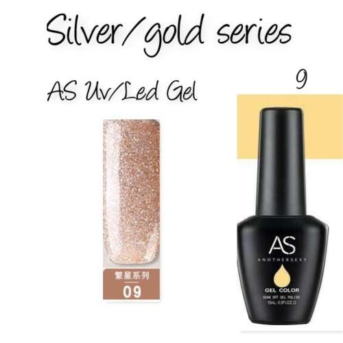 AS uv/led gel nail polish 15ml - SILVER/GOLD series - no 9