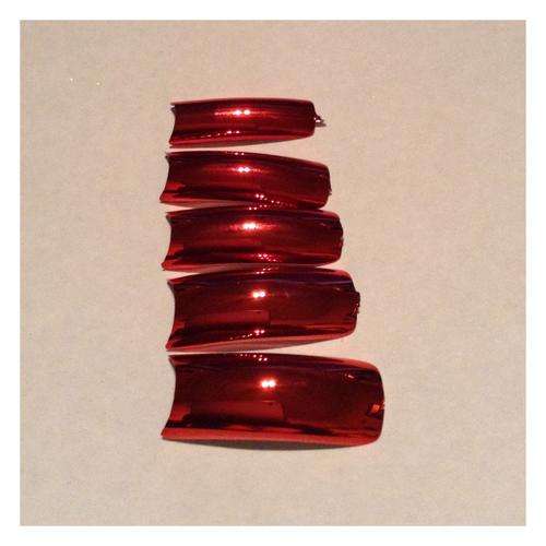 100 PC -METALLIC  NAIL TIPS-RED