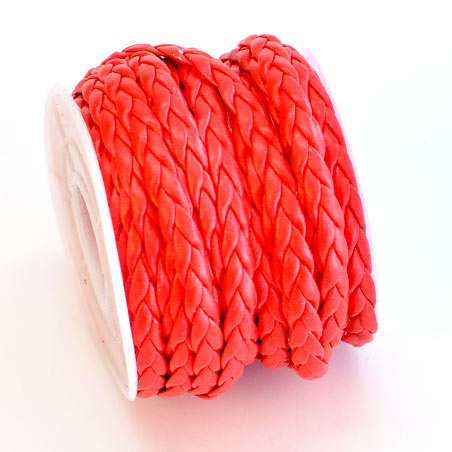 5MM - PLAITED FLAT LEATHER-SOLD PER METER