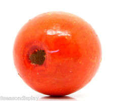 WOODEN BEADS 8MM - 20PC -PER PACKET-D- ORANGE