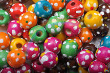 WOODEN BEADS 6MM - 20PC -PER PACKET-MIX-DOTS