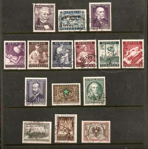 Austria 1954 - Complete Year - 12 issues offered in fine used conservation - see scan below