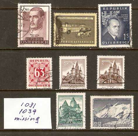 Austria 1957 - Complete Year - 8 issues offered in fine used conservation - see scan below