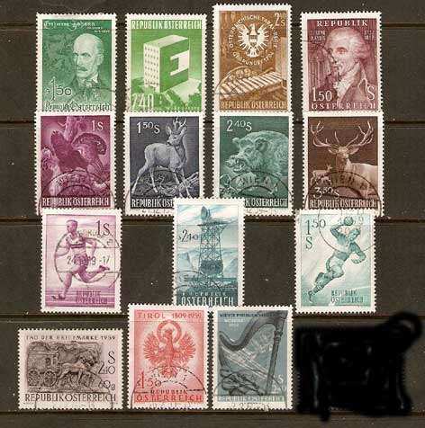 Austria 1959 - Complete Year - 10 issues offered in fine used conservation - see scan below