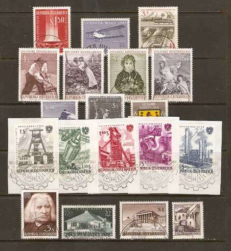 Austria 1961 - Complete Year - 9 issues offered in fine used conservation - see scan below