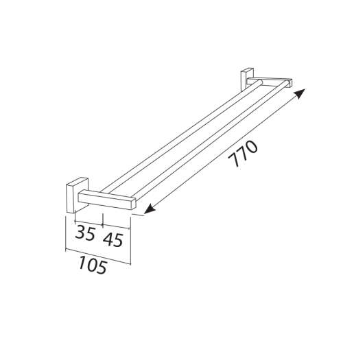 Munich Double Towel Rail 770mm Chrome Plated