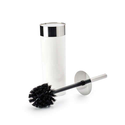 Toilet Brush Holder White and Stainless Steel