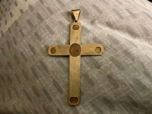 Gold cross pendant with opal