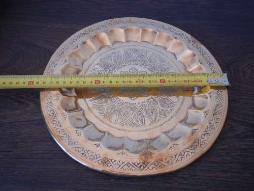 STUNNING ! Great Vintage Copper Tray with Great Etched & Hammered Design