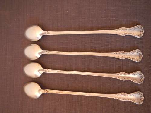 4x Vintage Gero made Zilmeta marked Soda Spoons with great design.