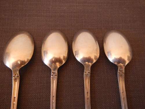 4x Vintage Gero made Zilmeta marked Soda Spoons with great design.