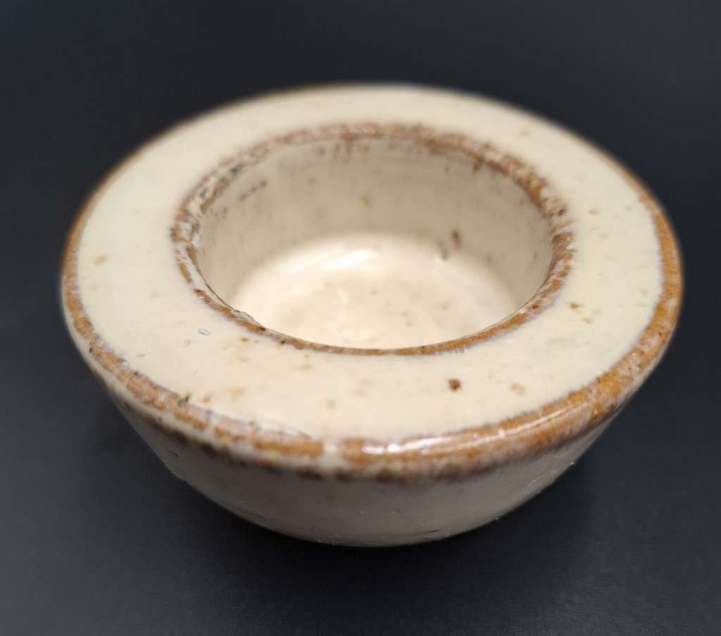 4x Cream Glazed Heavy Pottery Tealight Holders 7cm diameter each