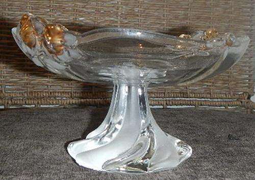 Original Gilded and Sandblasted Walther Glass Footed Bowl - made in Germany